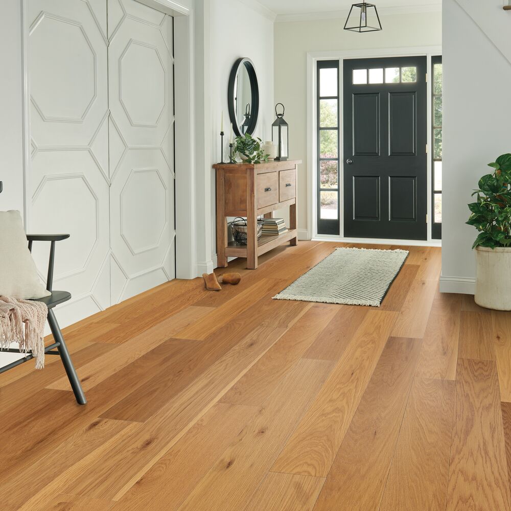 Entryway with hardwood flooring